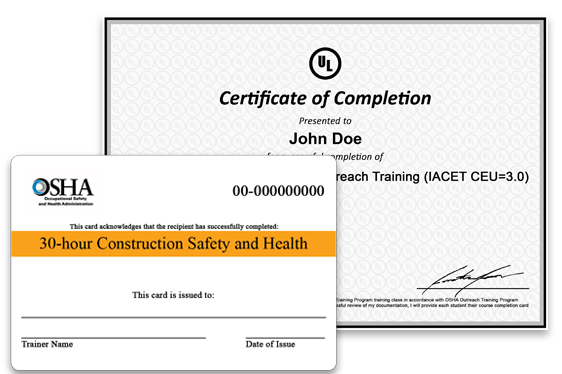 Osha 30 Hour Construction Card 1004