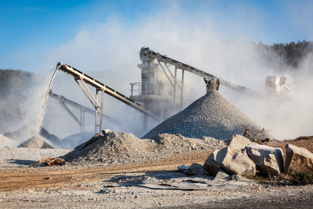 silica dust from crushing stone