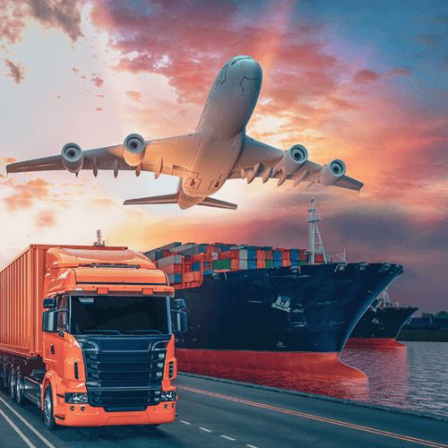 DOT Hazmat Transportation – Advanced General Awareness Training Conceptual Image showing Air, Road, and Water Transportation