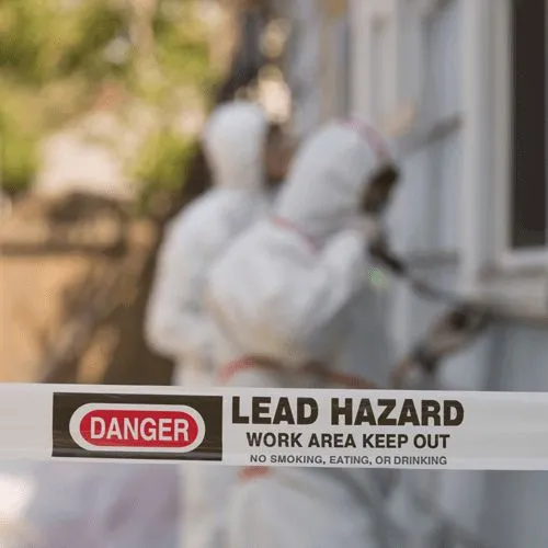 OSHA Lead Awareness Training two workers in full PPE removing lead paint