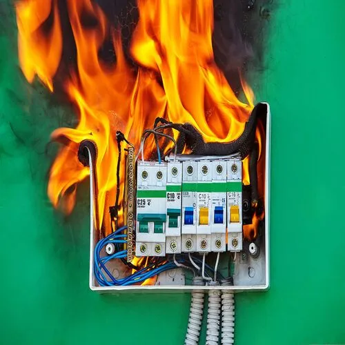 Arc Flash Safety Training (NFPA 70E) electric box on fire