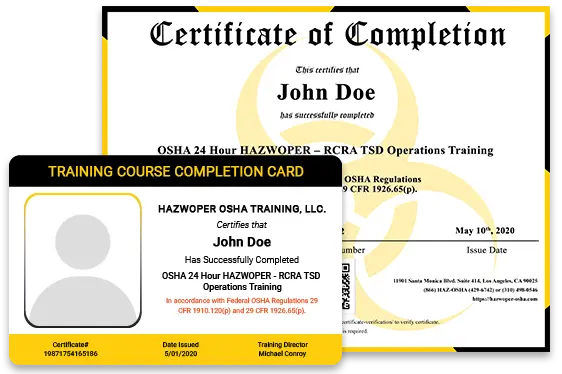 certificate of completion - RCRA Training