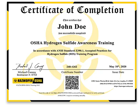 Osha Hydrogen Sulfide Awareness Training Online 