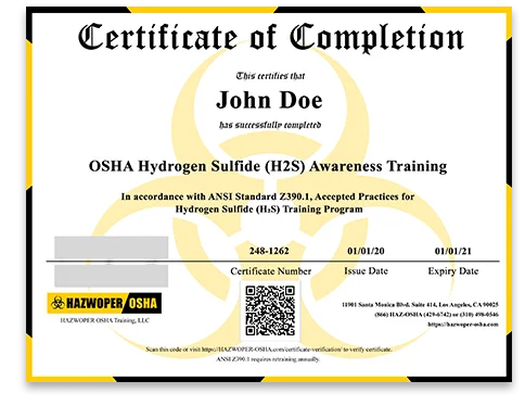 OSHA Hydrogen Sulfide Awareness Training Online | HAZWOPER OSHA