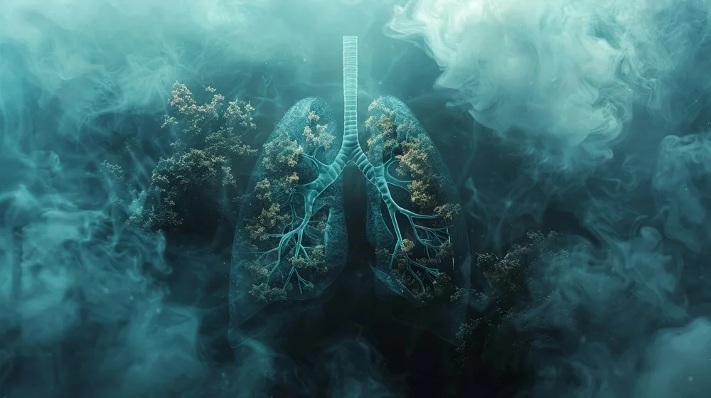 Human Lungs Getting Asbestos Exposure.