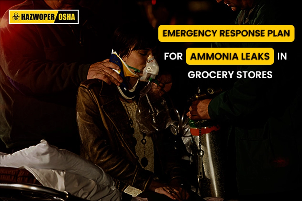 Person receiving emergency oxygen treatment due to ammonia leakage in grocery store