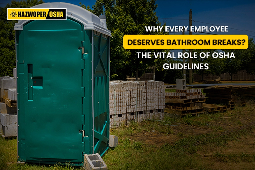 A portable bathroom at worksite.