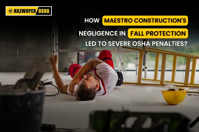 A construction worker falling from a height due to lack of fall protec