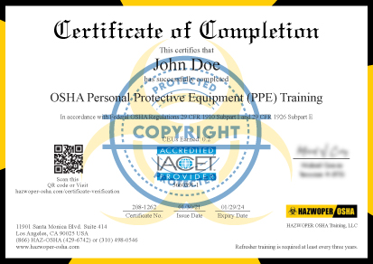 certificate of completion of OSHA 300 Recordkeeping and Reporting Training