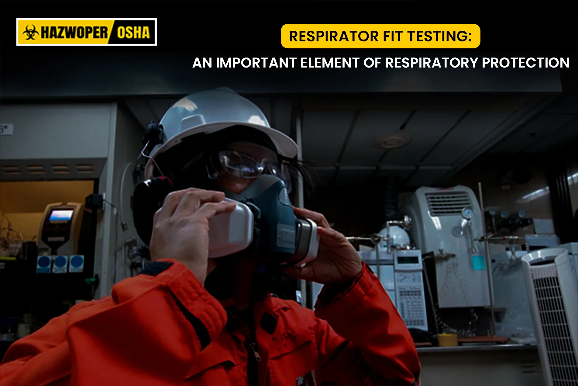 Worker fit testing respirator before use