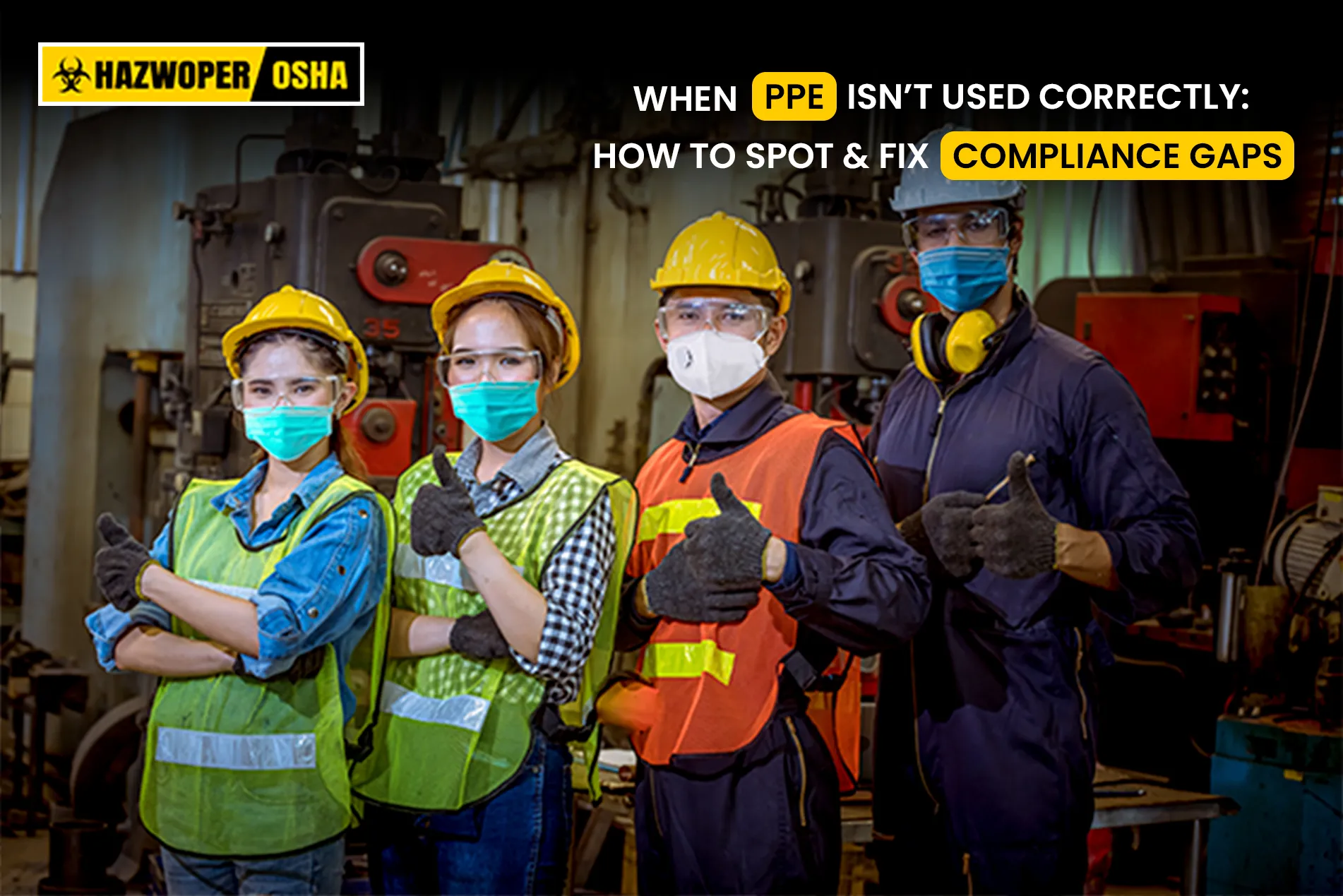 A group of workers wearing proper PPE.