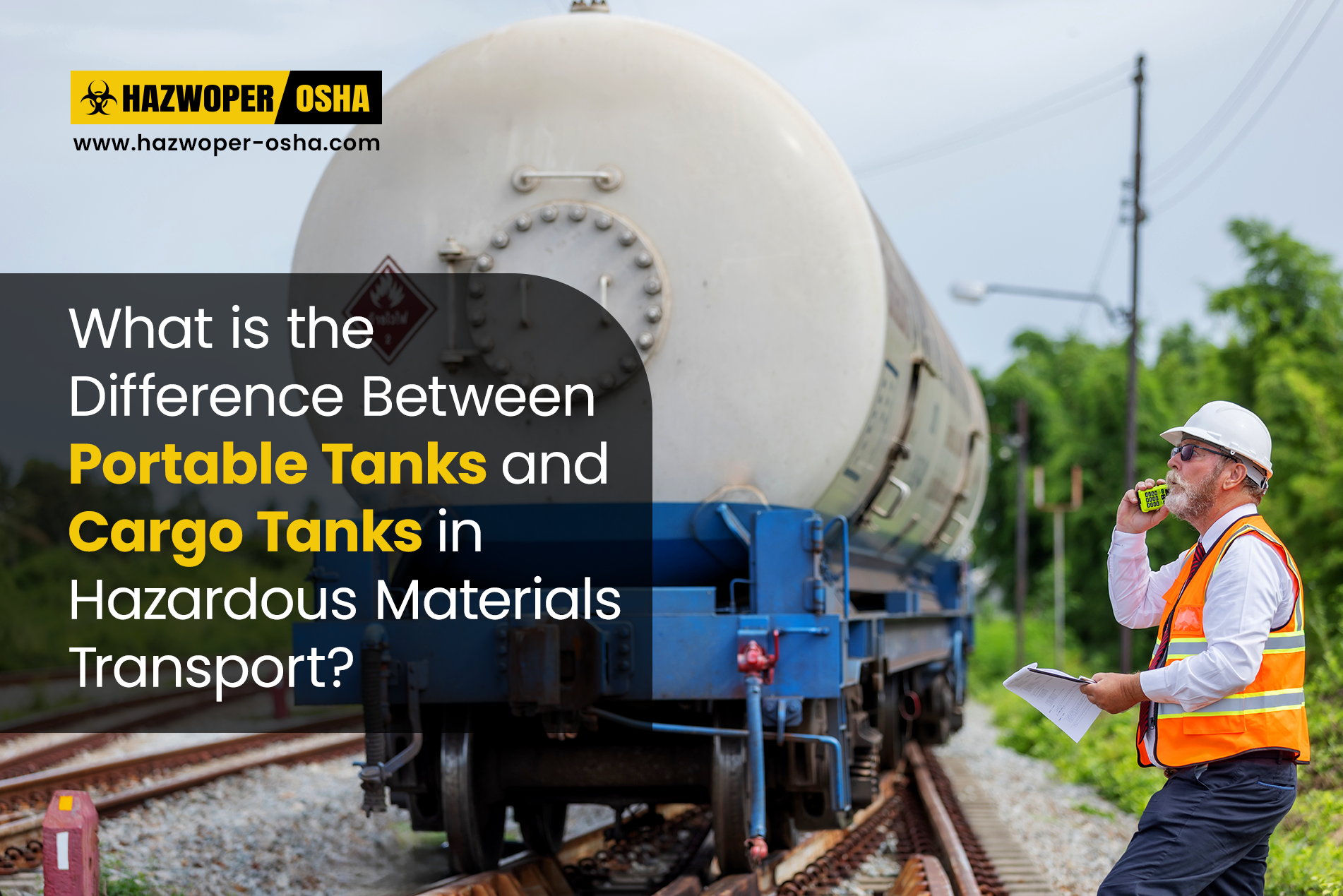 A hazmat tank transporting hazardous materials. A hazmat tank transporting hazardous materials.