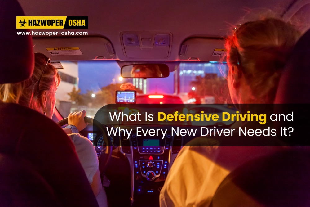 Two females driving a car on a busy road.